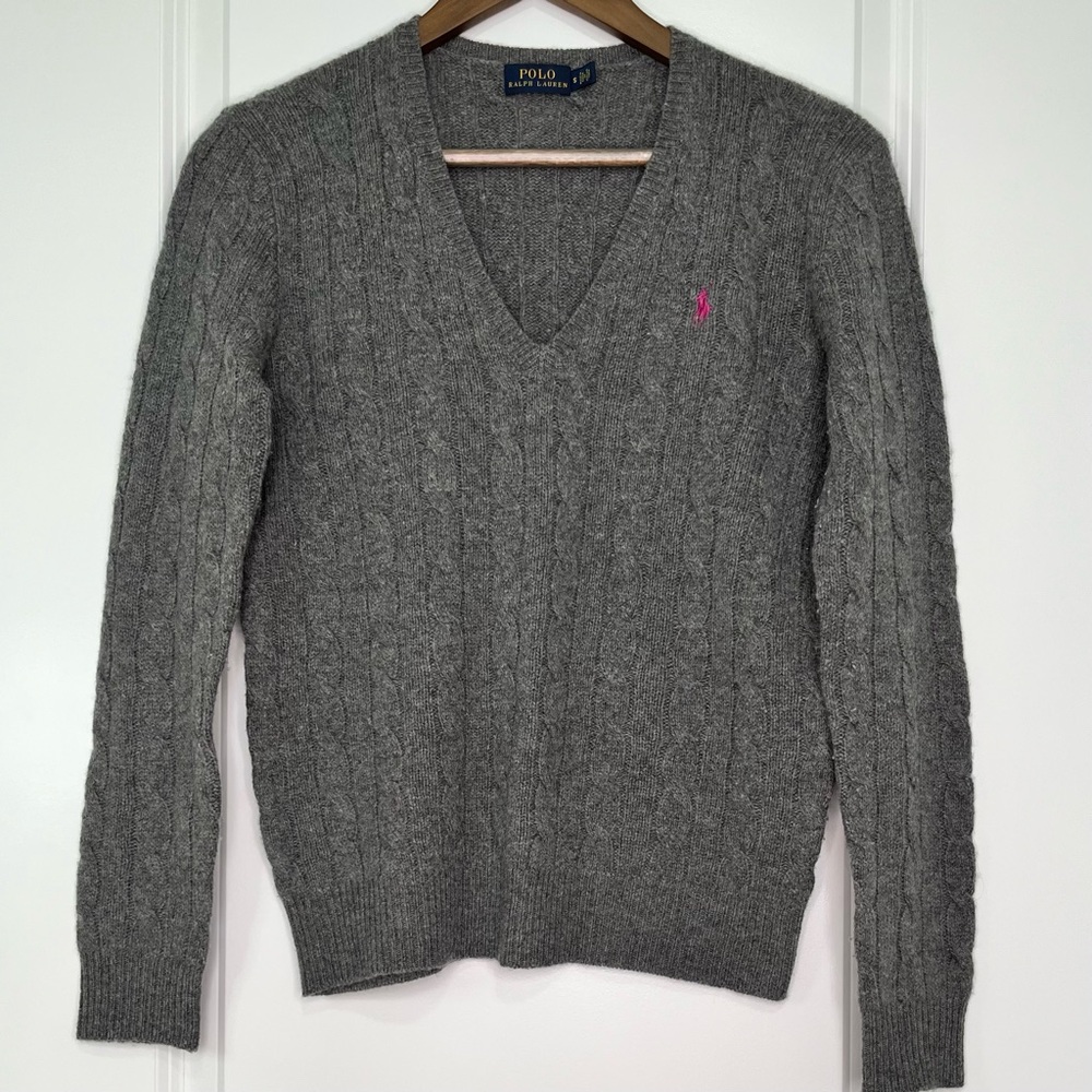 Polo by Ralph Lauren Charcoal deep V-Neck Sweater
